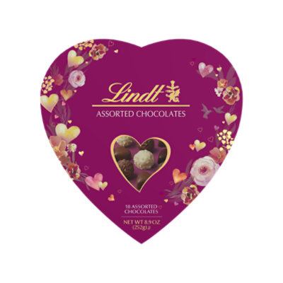 Lindt Valentines Classic Heart Assorted Gourmet Chocolate Candy Truffles Gift Box - 8.9 Oz - Image 1