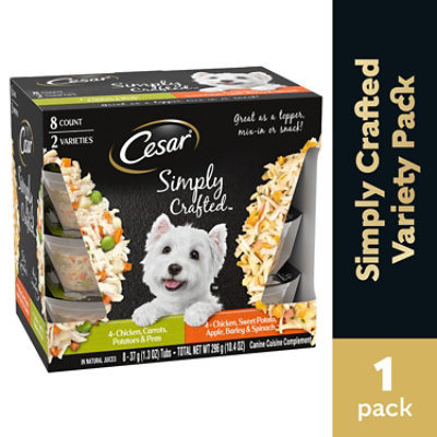 Cesar Simply Crafted Chicken & Potatoes/Chicken Sweet Potato Adult Wet Dog Food Topper - 8-1.3 Oz