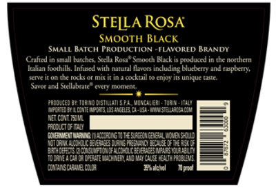 Stella Rosa Brandy Smooth Black Italian Brandy 70 Proof - 750 Ml - Image 4