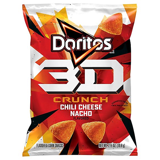 Doritos 3d Crunch Tortilla Chips Chili Cheese Nacho - 2.5 Oz
