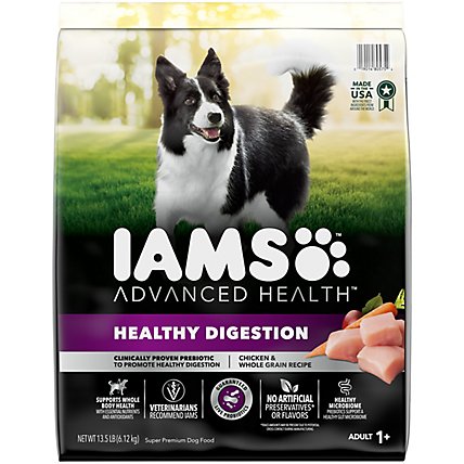 IAMS Advanced Health Adult Healthy Digestion Chicken Dry Dog Food - 13.5 Lb - Image 1