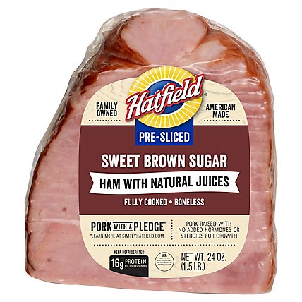Hatfield Boneless Brown Sugar Pre-sliced Ham Natural Juice Quarter - 24 OZ - Image 3