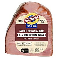 Hatfield Boneless Brown Sugar Pre-sliced Ham Natural Juice Quarter - 24 OZ - Image 1
