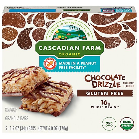 Ascadian Farm Organic Peanut Free Chocolate Drizzle Granola Bars 5 Count - 6 OZ