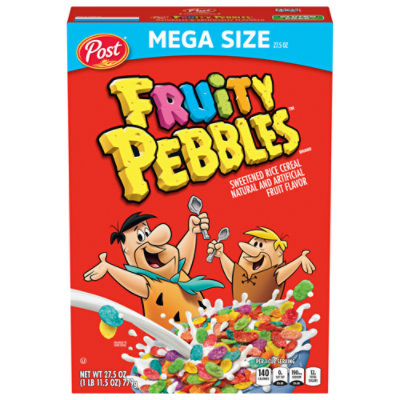 Post Fruity PEBBLES Gluten Free Breakfast Cereal Extra Large Cereal Box - 27.5 Oz