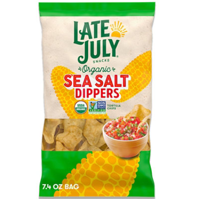 LATE JULY Snacks Multigrain Organic Dippers Sea Salt Tortilla Chips - 7.4 Oz - Image 1