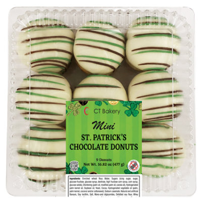 Ct Bakery Mini St Patricks Chocolate Donuts Yeast Raised Donuts With Choc Crm Van Coating - 16.82 OZ - Image 1