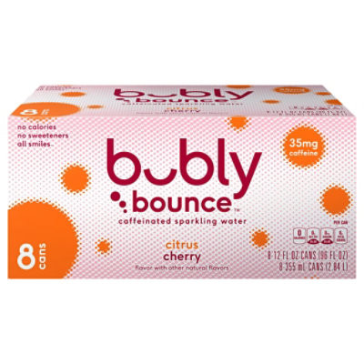 Bubly Bounce Caffeinated Sparkling Water Citrus Cherry 12 Fl Oz 8 Count - 96 FZ