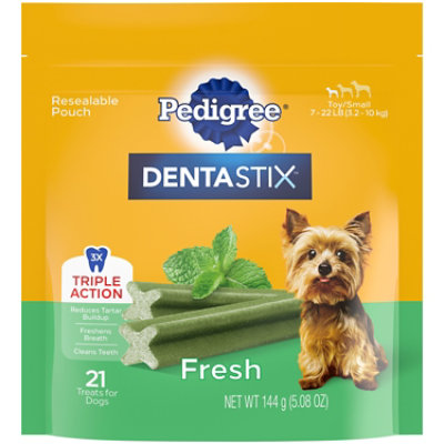 Pedigree Dentastix Fresh Flavor Adult Toy/Small Dog Dental Chew Dog Treats 21 Count - 5.08 Oz - Image 1