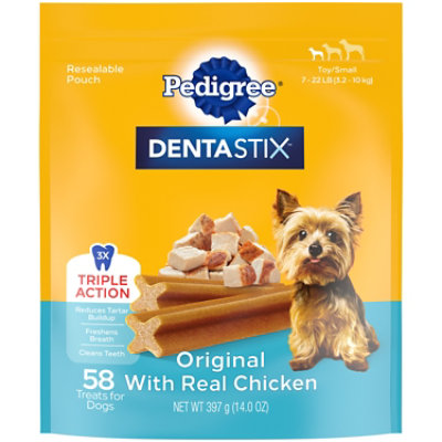 Pedigree Dentastix Original Chicken Flavor Adult Toy/Small Dog Dental Chew Treats - 58-13.97 Oz - Image 1