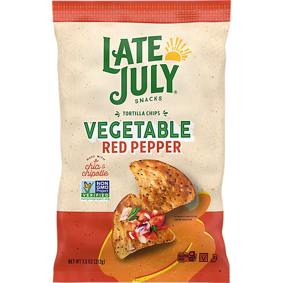 Late July Snacks Vegetable Tortilla Chips Red Pepper Tortilla Chips 7.5 Oz. Bag - 7.5 OZ