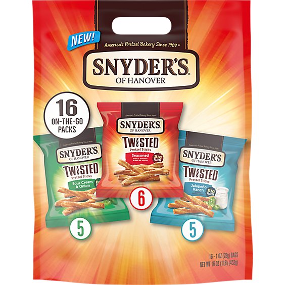 Snyders Of Hanover Twisted Pretzel Sticks Variety Pack Individual Packs - 16  OZ