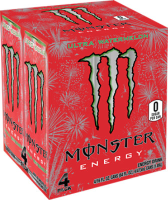 Monster Energy Ultra Watermelon Sugar Free Energy Drink - 4-16 Fl. Oz.