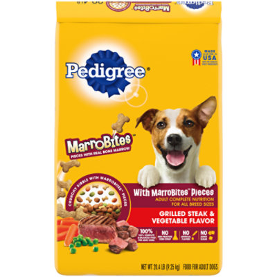 Pedigree With Marrobites Pieces Steak & Vegetable Flavor Adult Dry Dog Food Bag - 20.4 Lbs
