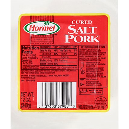 Hormel Unsliced Salt Pork - 12 Oz - Image 1