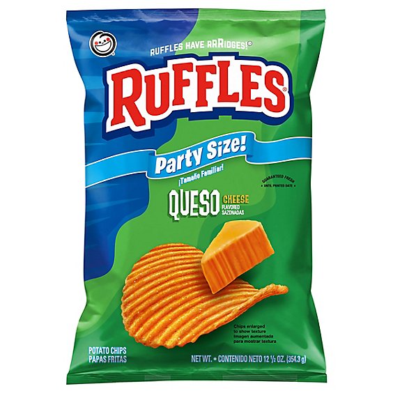 Ruffles Potato Chips Queso 12 1/2 Oz, Party Size - 12.5 OZ