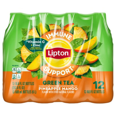 Lipton Iced Tea Immune Support Pineapple Mango Green Tea 16.9 Fl Oz 12 Count - 202.8 FZ - Image 1