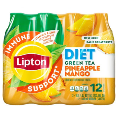 Lipton Diet Iced Tea Immune Support Pineapple Mango Green Tea16.9 Fl Oz, 12 Count - 202.8 FZ - Image 3