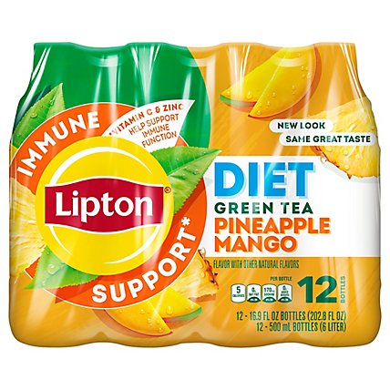 Lipton Diet Iced Tea Immune Support Pineapple Mango Green Tea16.9 Fl Oz, 12 Count - 202.8 FZ - Image 2