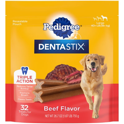 Pedigree Dentastix Beef Flavor Adult Large Dog Dental Chew Dog Treats 32 Count - 1.72 Lbs - Image 1