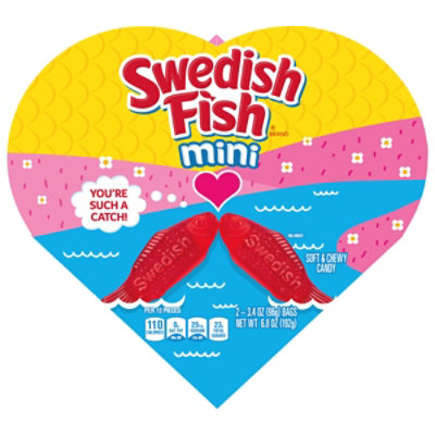 SWEDISH FISH Soft & Chewy Valentines Day Candy Heart Shaped Box - 6.8 Oz - Image 1