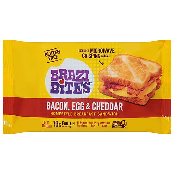 Brazi Bites Sandwich Bacon Egg Cheddar - 4.1 OZ