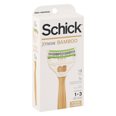 Schick Xtreme Bamboo Hybrid 3-blade Men's Disposable Razor With 1 Razor and 3 Refills - Each