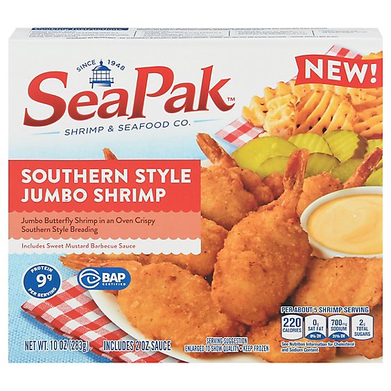 Sea Pak Shrimp Jumbo Southern Style W/creamy Mustard Bbq Sauce - 10 OZ