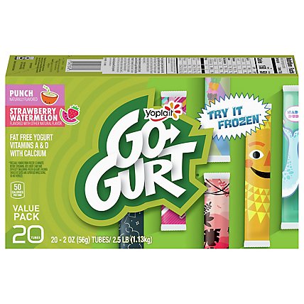 Go-gurt Punch And Strawberry Watermelon Low Fat Yogurt 20 Count - 40 OZ - Image 2