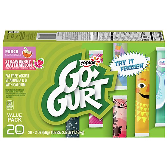 Go-gurt Punch And Strawberry Watermelon Low Fat Yogurt 20 Count - 40 OZ