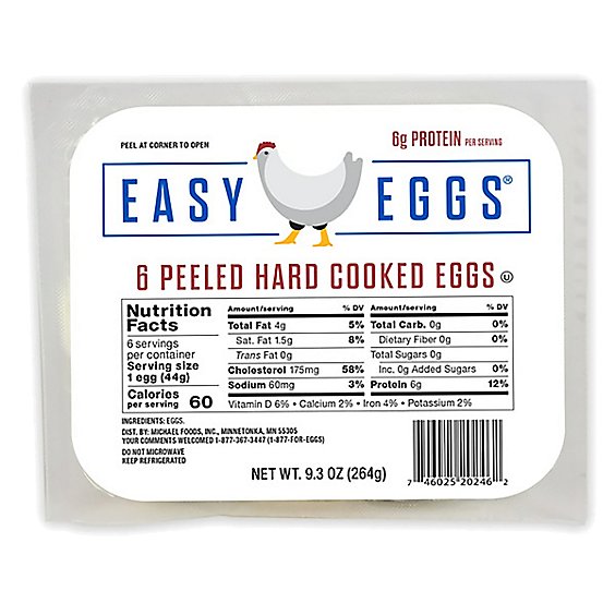 Easy Eggs 6 Count Hard Cooked Eggs - 9.3 OZ