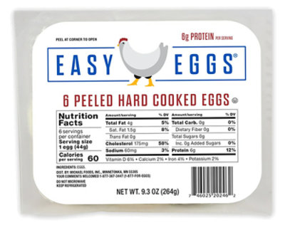 Easy Eggs 6 Count Hard Cooked Eggs - 9.3 OZ - Image 1