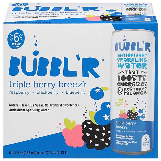 BUBBL'R Sparkling Water Triple Berry Breez'r - 6-12 FZ