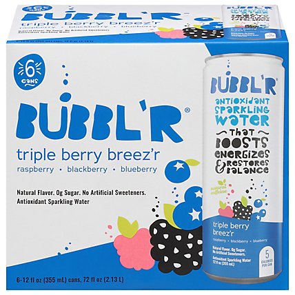 BUBBL'R Sparkling Water Triple Berry Breez'r - 6-12 FZ - Image 1