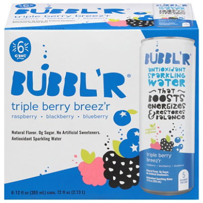 BUBBL'R Sparkling Water Triple Berry Breez'r - 6-12 FZ - Image 1