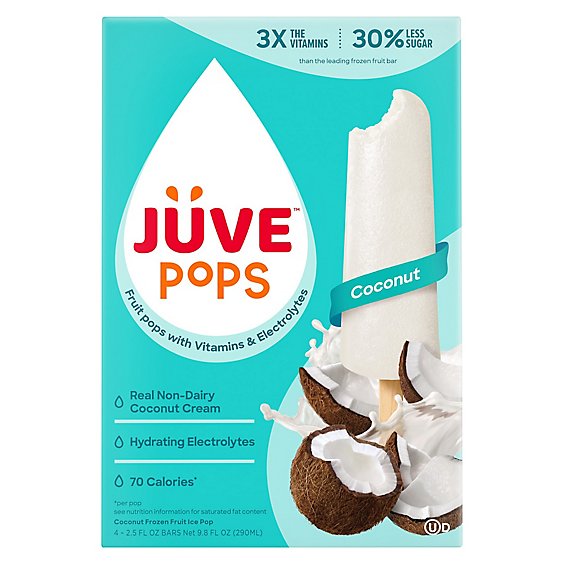 Juve Pops Coconut Frozen Bars - 4 CT
