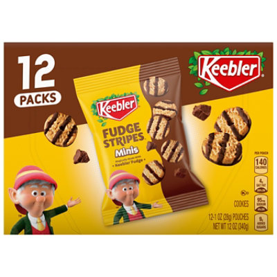Keebler Fudge Stripes Minis Original Shortbread Mini Cookies Coated in Fudge 12  Count - 1 Oz - Image 1