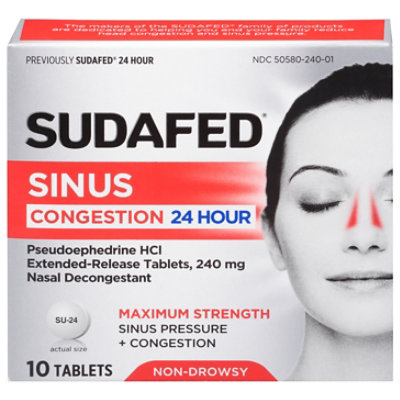 Sudafed 24 Hour Non Drowsy Nasal Decongestant Tablets - 10 Count - Image 2