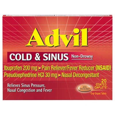 Advil Non Drowsy Cold & Sinus Relief Caplets - 20 Count - Image 3