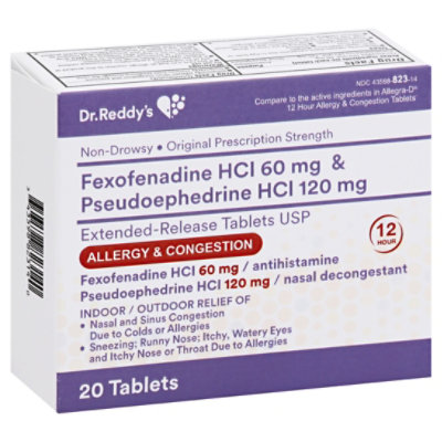 Dr.Reddy's Fexofenadine HCI Pseudoephedrine 120mg Tablet - Each