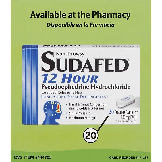 Sudafed 12 Hour Nasal Decongestant Tablets - 20 Count