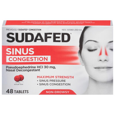 Sudafed PSE Congestion 30mg Tablets - 48 Count