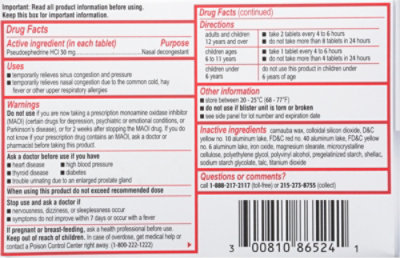 Sudafed PSE Congestion Non Drowsy Nasal Decongestant Tablet - 24 Count - Image 5