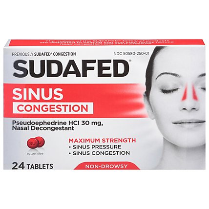 Sudafed PSE Congestion Non Drowsy Nasal Decongestant Tablet - 24 Count - Image 1