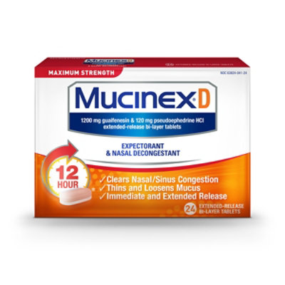 Mucinex D Max Strength Expectorant Nasal Decongestant Tablets - 24 Count - Image 3