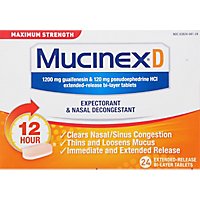 Mucinex D Max Strength Expectorant Nasal Decongestant Tablets - 24 Count - Image 2