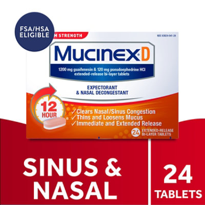 Mucinex D Max Strength Expectorant Nasal Decongestant Tablets - 24 Count - Image 1