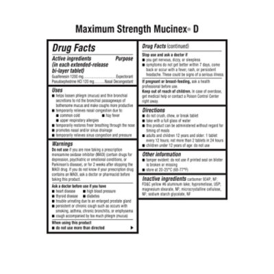 Mucinex D Max Strength Expectorant Nasal Decongestant Tablets - 24 Count - Image 4