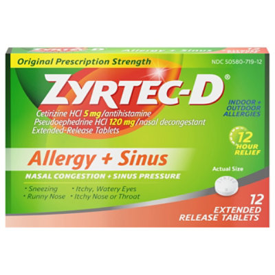 Zyrtec D Tablets Allergy Congestion - 12 CT - Image 2