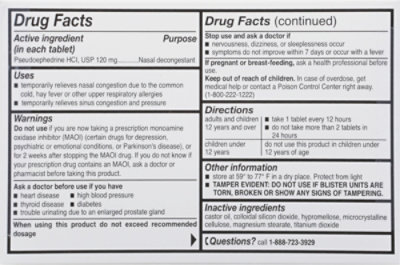 Signature Select/Care Pseudoephedrine Hydrochloride 12 Hour Nasal Decongestant Tablets - 20 Count - Image 5